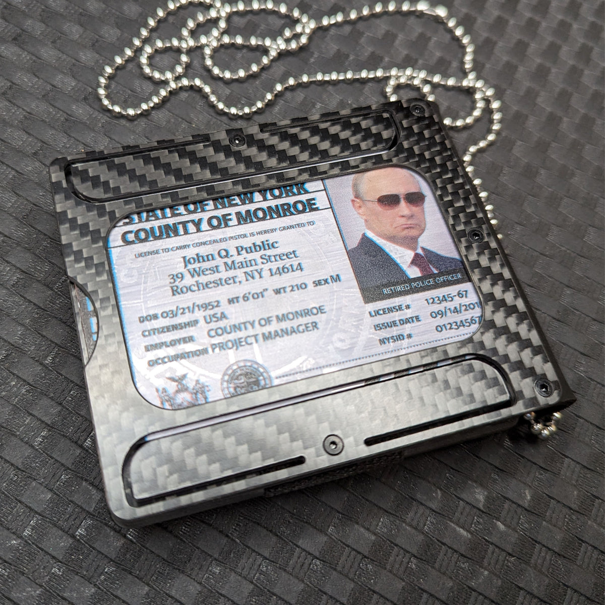 Carbon Fiber and Leather Police Badge Holder Star Edition