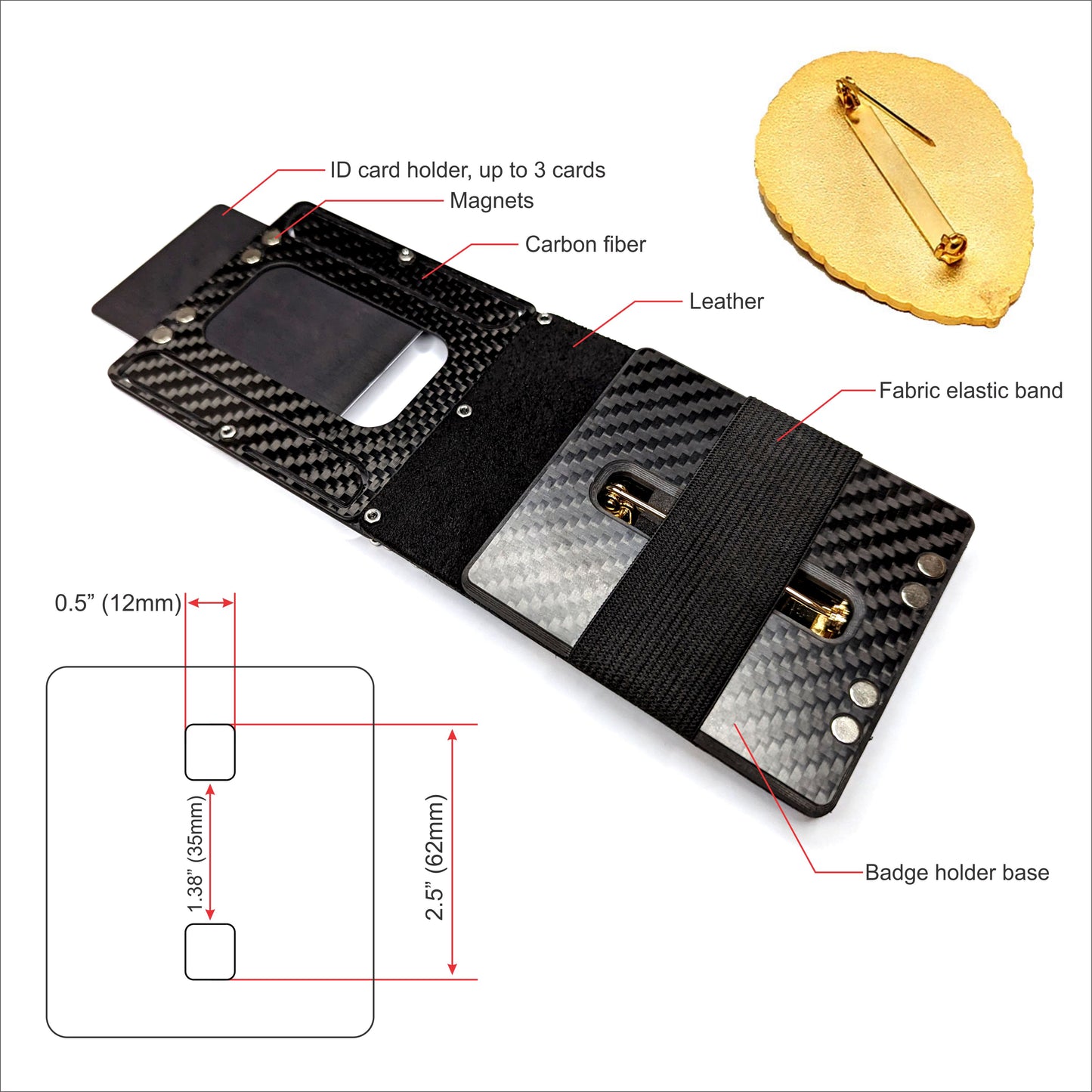 Carbon Fiber and Leather Police Badge Holder Star Edition